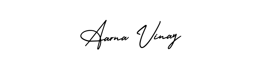 You should practise on your own different ways (AmerikaSignatureDemo-Regular) to write your name (Aarna Vinay) in signature. don't let someone else do it for you. Aarna Vinay signature style 3 images and pictures png