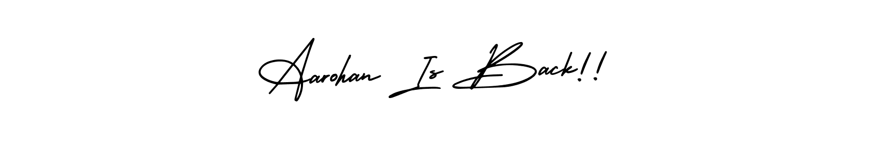 How to make Aarohan Is Back!! name signature. Use AmerikaSignatureDemo-Regular style for creating short signs online. This is the latest handwritten sign. Aarohan Is Back!! signature style 3 images and pictures png