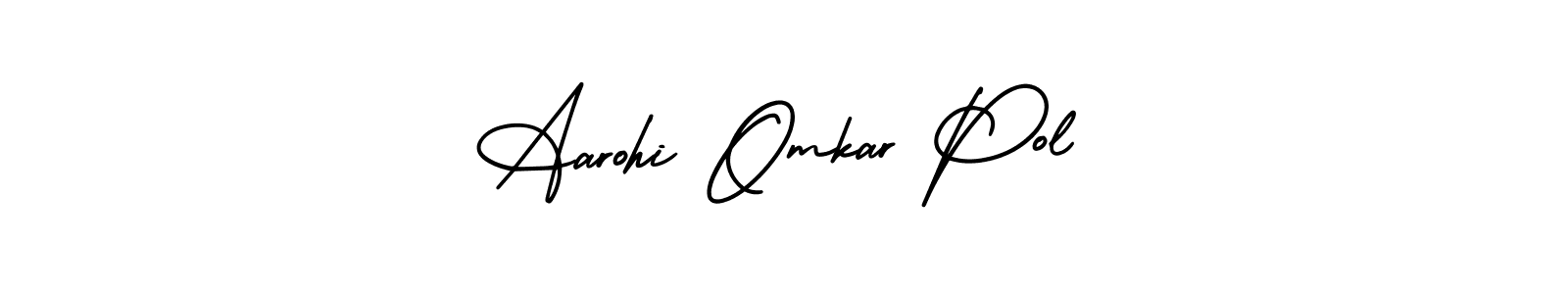 How to make Aarohi Omkar Pol name signature. Use AmerikaSignatureDemo-Regular style for creating short signs online. This is the latest handwritten sign. Aarohi Omkar Pol signature style 3 images and pictures png
