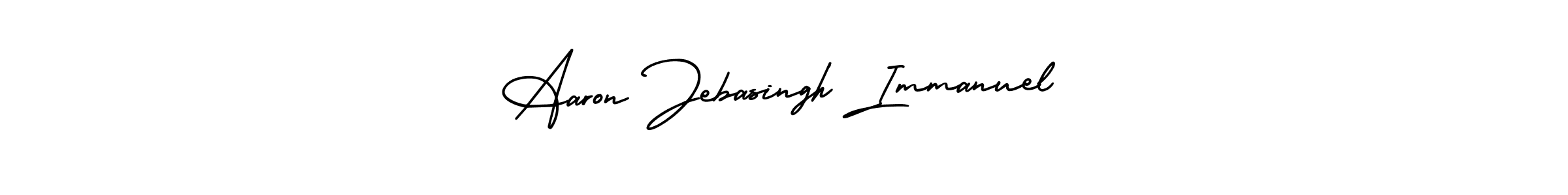 AmerikaSignatureDemo-Regular is a professional signature style that is perfect for those who want to add a touch of class to their signature. It is also a great choice for those who want to make their signature more unique. Get Aaron Jebasingh Immanuel name to fancy signature for free. Aaron Jebasingh Immanuel signature style 3 images and pictures png