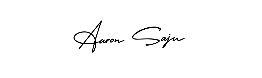 if you are searching for the best signature style for your name Aaron Saju. so please give up your signature search. here we have designed multiple signature styles  using AmerikaSignatureDemo-Regular. Aaron Saju signature style 3 images and pictures png