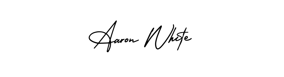 How to make Aaron White name signature. Use AmerikaSignatureDemo-Regular style for creating short signs online. This is the latest handwritten sign. Aaron White signature style 3 images and pictures png