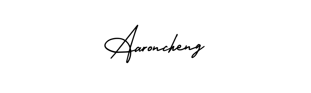 You should practise on your own different ways (AmerikaSignatureDemo-Regular) to write your name (Aaroncheng) in signature. don't let someone else do it for you. Aaroncheng signature style 3 images and pictures png