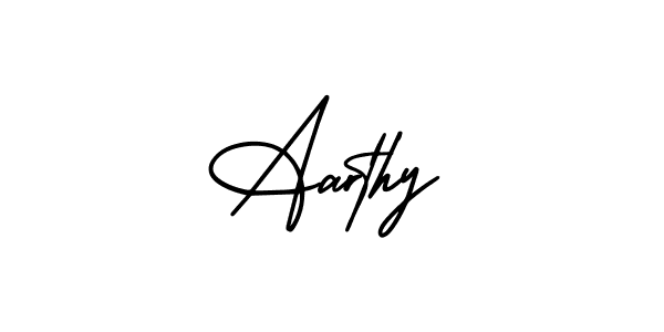 The best way (AmerikaSignatureDemo-Regular) to make a short signature is to pick only two or three words in your name. The name Aarthy include a total of six letters. For converting this name. Aarthy signature style 3 images and pictures png