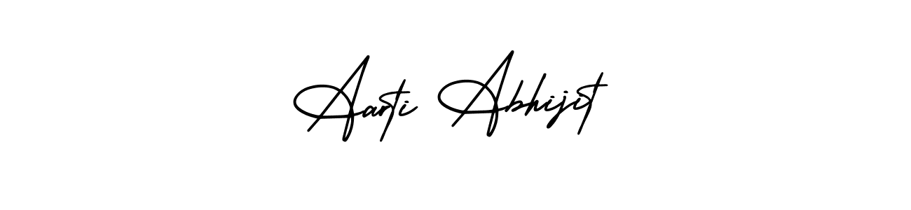 You should practise on your own different ways (AmerikaSignatureDemo-Regular) to write your name (Aarti Abhijit) in signature. don't let someone else do it for you. Aarti Abhijit signature style 3 images and pictures png