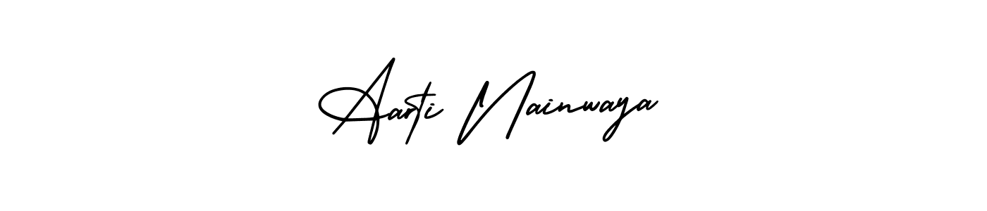 Make a short Aarti Nainwaya signature style. Manage your documents anywhere anytime using AmerikaSignatureDemo-Regular. Create and add eSignatures, submit forms, share and send files easily. Aarti Nainwaya signature style 3 images and pictures png