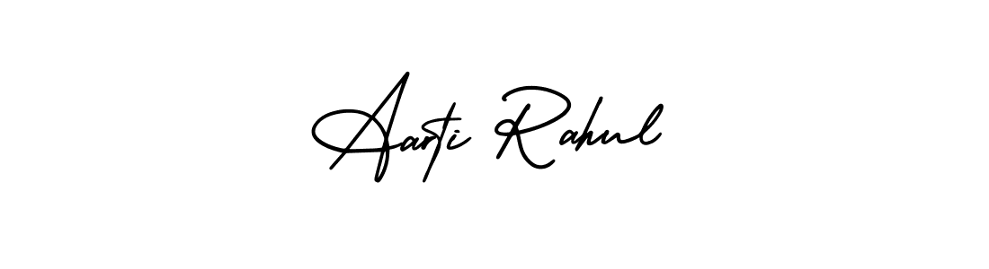 You should practise on your own different ways (AmerikaSignatureDemo-Regular) to write your name (Aarti Rahul) in signature. don't let someone else do it for you. Aarti Rahul signature style 3 images and pictures png