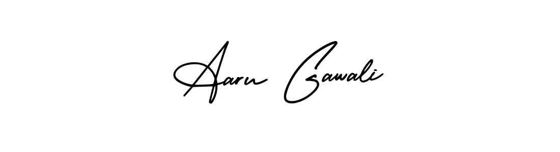 The best way (AmerikaSignatureDemo-Regular) to make a short signature is to pick only two or three words in your name. The name Aaru Gawali include a total of six letters. For converting this name. Aaru Gawali signature style 3 images and pictures png