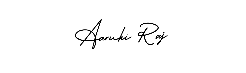 You should practise on your own different ways (AmerikaSignatureDemo-Regular) to write your name (Aaruhi Raj) in signature. don't let someone else do it for you. Aaruhi Raj signature style 3 images and pictures png
