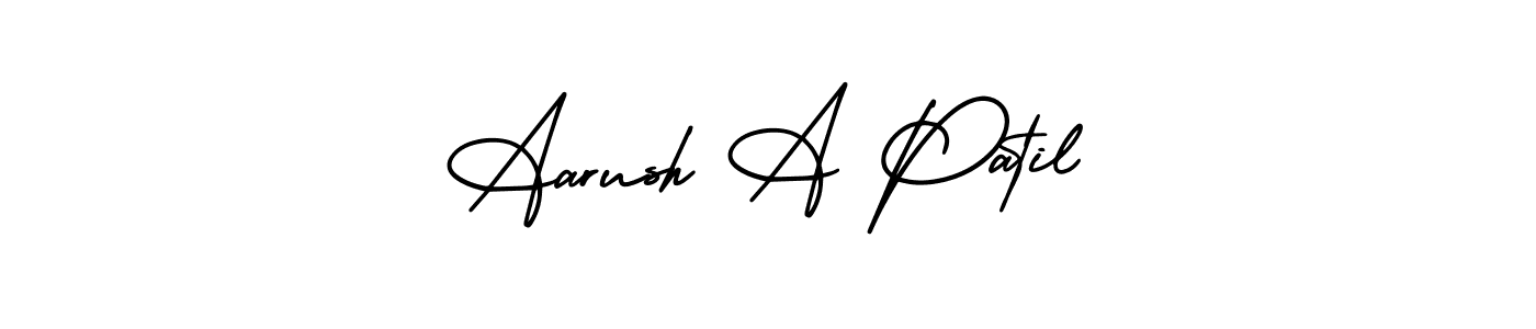 You should practise on your own different ways (AmerikaSignatureDemo-Regular) to write your name (Aarush A Patil) in signature. don't let someone else do it for you. Aarush A Patil signature style 3 images and pictures png