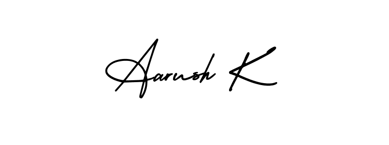 The best way (AmerikaSignatureDemo-Regular) to make a short signature is to pick only two or three words in your name. The name Aarush K include a total of six letters. For converting this name. Aarush K signature style 3 images and pictures png