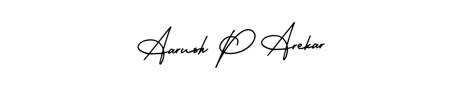 This is the best signature style for the Aarush P Arekar name. Also you like these signature font (AmerikaSignatureDemo-Regular). Mix name signature. Aarush P Arekar signature style 3 images and pictures png
