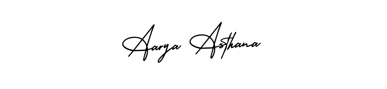 The best way (AmerikaSignatureDemo-Regular) to make a short signature is to pick only two or three words in your name. The name Aarya Asthana include a total of six letters. For converting this name. Aarya Asthana signature style 3 images and pictures png