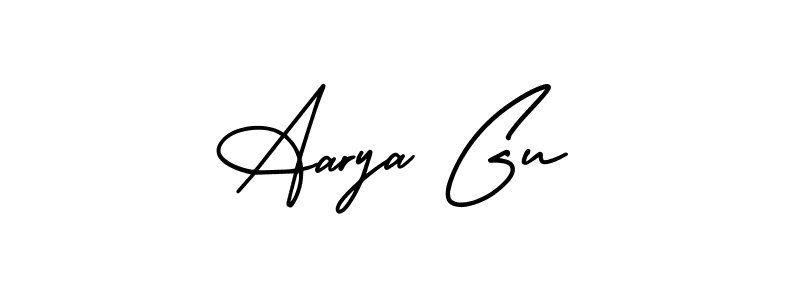 Also You can easily find your signature by using the search form. We will create Aarya Gu name handwritten signature images for you free of cost using AmerikaSignatureDemo-Regular sign style. Aarya Gu signature style 3 images and pictures png