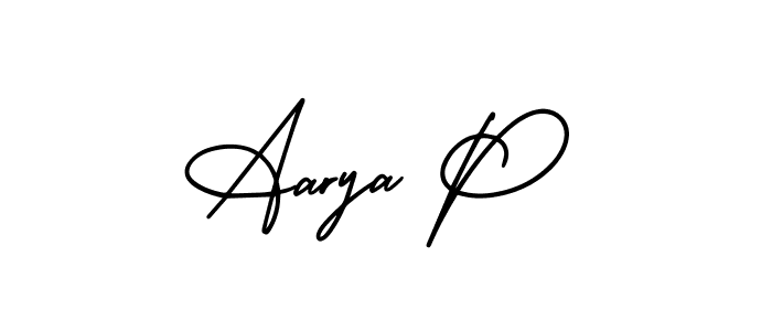 AmerikaSignatureDemo-Regular is a professional signature style that is perfect for those who want to add a touch of class to their signature. It is also a great choice for those who want to make their signature more unique. Get Aarya P name to fancy signature for free. Aarya P signature style 3 images and pictures png