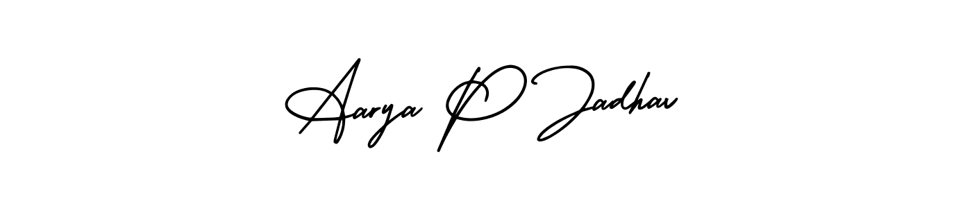 if you are searching for the best signature style for your name Aarya P Jadhav. so please give up your signature search. here we have designed multiple signature styles  using AmerikaSignatureDemo-Regular. Aarya P Jadhav signature style 3 images and pictures png