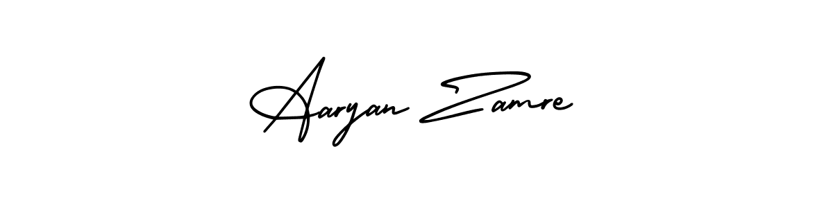 This is the best signature style for the Aaryan Zamre name. Also you like these signature font (AmerikaSignatureDemo-Regular). Mix name signature. Aaryan Zamre signature style 3 images and pictures png