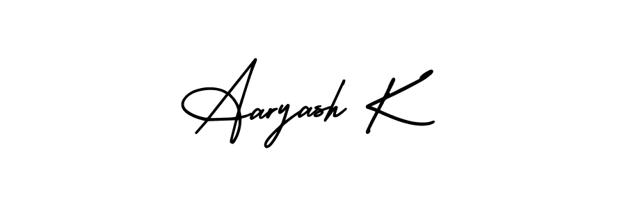 You can use this online signature creator to create a handwritten signature for the name Aaryash K. This is the best online autograph maker. Aaryash K signature style 3 images and pictures png