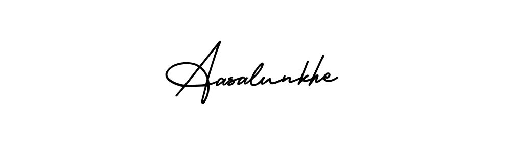 You should practise on your own different ways (AmerikaSignatureDemo-Regular) to write your name (Aasalunkhe) in signature. don't let someone else do it for you. Aasalunkhe signature style 3 images and pictures png