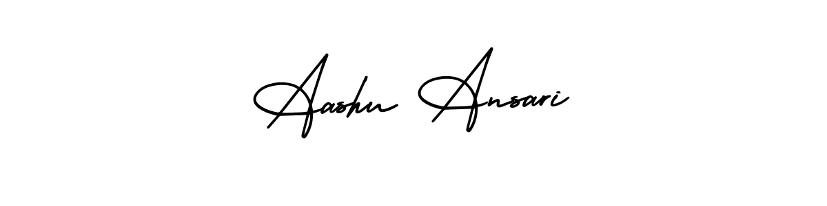 The best way (AmerikaSignatureDemo-Regular) to make a short signature is to pick only two or three words in your name. The name Aashu Ansari include a total of six letters. For converting this name. Aashu Ansari signature style 3 images and pictures png