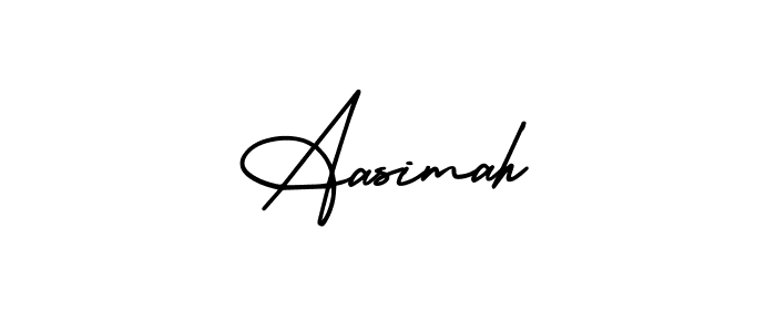 The best way (AmerikaSignatureDemo-Regular) to make a short signature is to pick only two or three words in your name. The name Aasimah include a total of six letters. For converting this name. Aasimah signature style 3 images and pictures png