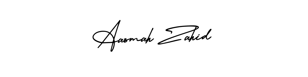 AmerikaSignatureDemo-Regular is a professional signature style that is perfect for those who want to add a touch of class to their signature. It is also a great choice for those who want to make their signature more unique. Get Aasmah Zahid name to fancy signature for free. Aasmah Zahid signature style 3 images and pictures png