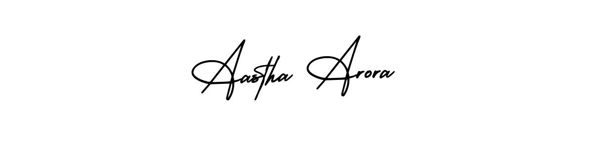 You should practise on your own different ways (AmerikaSignatureDemo-Regular) to write your name (Aastha Arora) in signature. don't let someone else do it for you. Aastha Arora signature style 3 images and pictures png