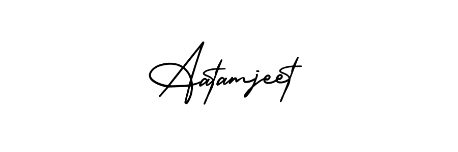 You should practise on your own different ways (AmerikaSignatureDemo-Regular) to write your name (Aatamjeet) in signature. don't let someone else do it for you. Aatamjeet signature style 3 images and pictures png