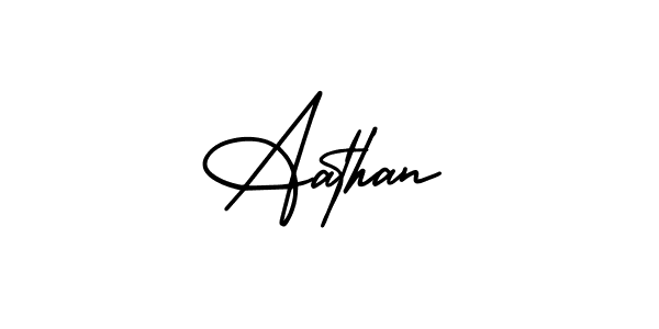 How to make Aathan name signature. Use AmerikaSignatureDemo-Regular style for creating short signs online. This is the latest handwritten sign. Aathan signature style 3 images and pictures png