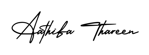 Stand out with a creative autograph for Aathifa Thareen. The AmerikaSignatureDemo-Regular styling blends modern aesthetics with classic signature flourishes. Aathifa Thareen signature style 3 images and pictures png