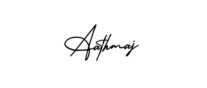 The best way (AmerikaSignatureDemo-Regular) to make a short signature is to pick only two or three words in your name. The name Aathmaj include a total of six letters. For converting this name. Aathmaj signature style 3 images and pictures png