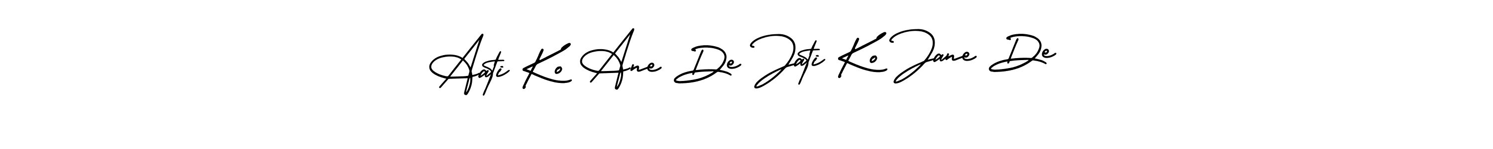 How to Draw Aati Ko Ane De Jati Ko Jane De signature style? AmerikaSignatureDemo-Regular is a latest design signature styles for name Aati Ko Ane De Jati Ko Jane De. Aati Ko Ane De Jati Ko Jane De signature style 3 images and pictures png