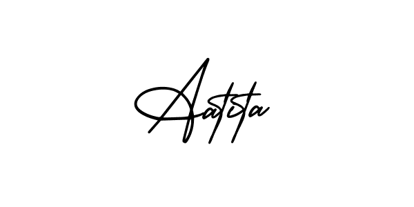 You should practise on your own different ways (AmerikaSignatureDemo-Regular) to write your name (Aatita) in signature. don't let someone else do it for you. Aatita signature style 3 images and pictures png