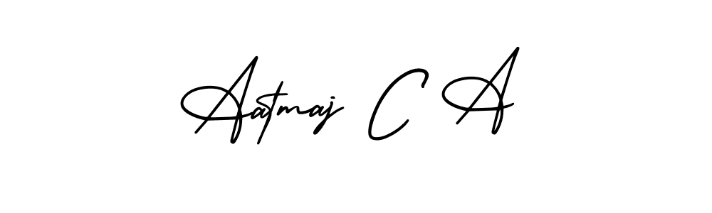 if you are searching for the best signature style for your name Aatmaj C A. so please give up your signature search. here we have designed multiple signature styles  using AmerikaSignatureDemo-Regular. Aatmaj C A signature style 3 images and pictures png