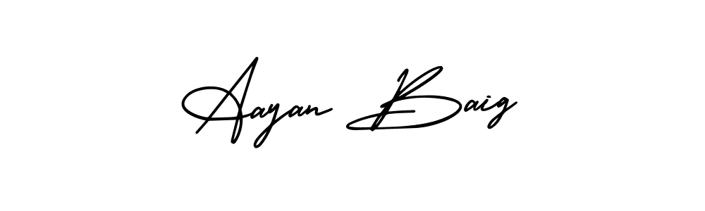 You should practise on your own different ways (AmerikaSignatureDemo-Regular) to write your name (Aayan Baig) in signature. don't let someone else do it for you. Aayan Baig signature style 3 images and pictures png