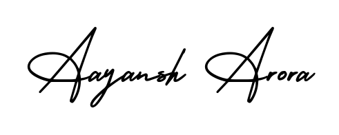 This is the best signature style for the Aayansh Arora name. Also you like these signature font (AmerikaSignatureDemo-Regular). Mix name signature. Aayansh Arora signature style 3 images and pictures png