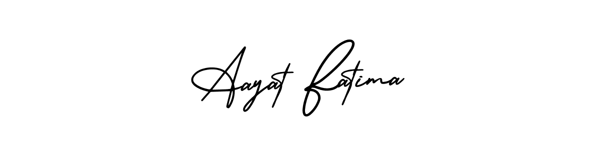 AmerikaSignatureDemo-Regular is a professional signature style that is perfect for those who want to add a touch of class to their signature. It is also a great choice for those who want to make their signature more unique. Get Aayat Fatima name to fancy signature for free. Aayat Fatima signature style 3 images and pictures png