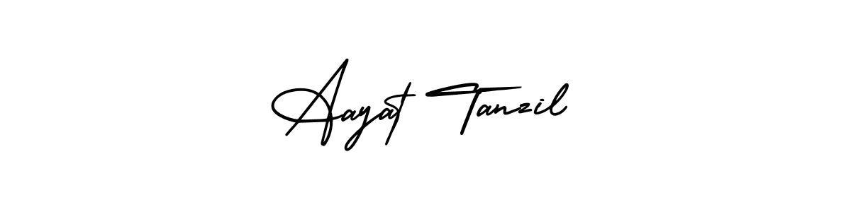 You should practise on your own different ways (AmerikaSignatureDemo-Regular) to write your name (Aayat Tanzil) in signature. don't let someone else do it for you. Aayat Tanzil signature style 3 images and pictures png