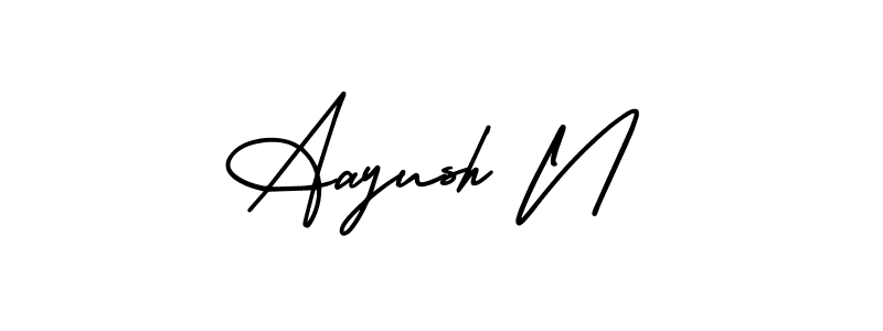 Similarly AmerikaSignatureDemo-Regular is the best handwritten signature design. Signature creator online .You can use it as an online autograph creator for name Aayush N. Aayush N signature style 3 images and pictures png