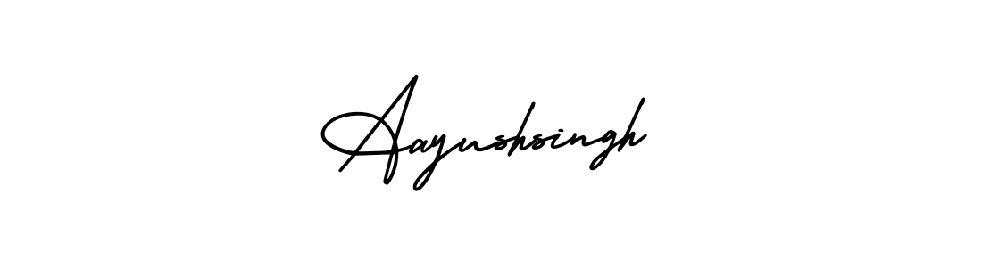 You should practise on your own different ways (AmerikaSignatureDemo-Regular) to write your name (Aayushsingh) in signature. don't let someone else do it for you. Aayushsingh signature style 3 images and pictures png