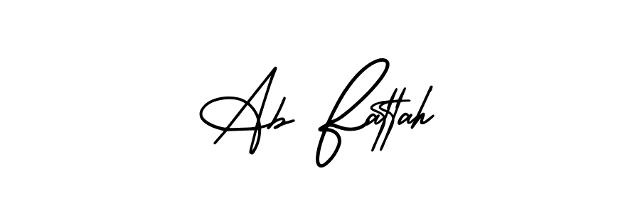 The best way (AmerikaSignatureDemo-Regular) to make a short signature is to pick only two or three words in your name. The name Ab Fattah include a total of six letters. For converting this name. Ab Fattah signature style 3 images and pictures png