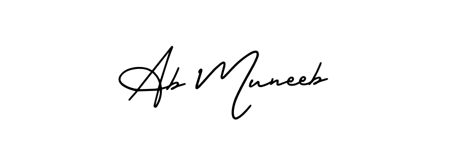 You should practise on your own different ways (AmerikaSignatureDemo-Regular) to write your name (Ab Muneeb) in signature. don't let someone else do it for you. Ab Muneeb signature style 3 images and pictures png