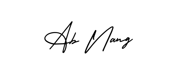 The best way (AmerikaSignatureDemo-Regular) to make a short signature is to pick only two or three words in your name. The name Ab Nang include a total of six letters. For converting this name. Ab Nang signature style 3 images and pictures png