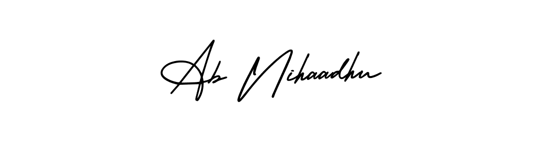 Here are the top 10 professional signature styles for the name Ab Nihaadhu. These are the best autograph styles you can use for your name. Ab Nihaadhu signature style 3 images and pictures png