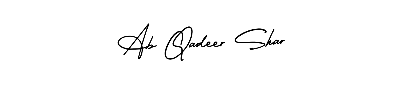 The best way (AmerikaSignatureDemo-Regular) to make a short signature is to pick only two or three words in your name. The name Ab Qadeer Shar include a total of six letters. For converting this name. Ab Qadeer Shar signature style 3 images and pictures png