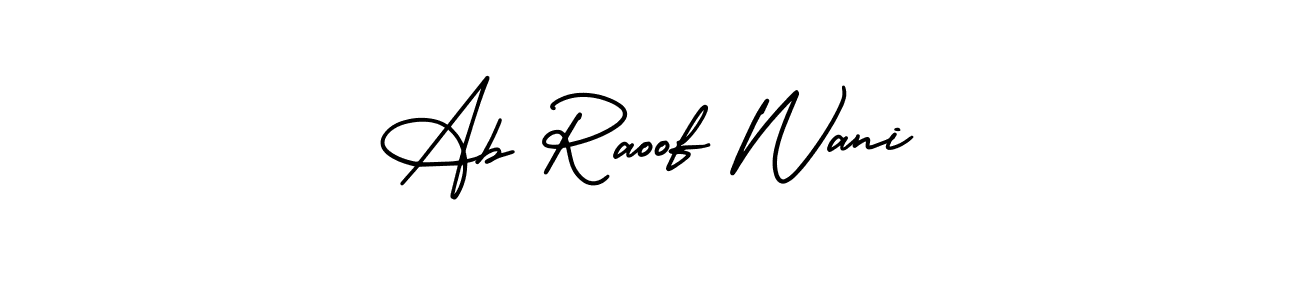 This is the best signature style for the Ab Raoof Wani name. Also you like these signature font (AmerikaSignatureDemo-Regular). Mix name signature. Ab Raoof Wani signature style 3 images and pictures png