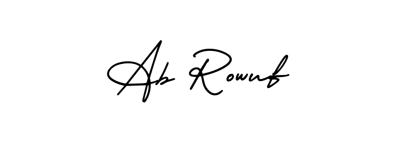 How to Draw Ab Rowuf signature style? AmerikaSignatureDemo-Regular is a latest design signature styles for name Ab Rowuf. Ab Rowuf signature style 3 images and pictures png