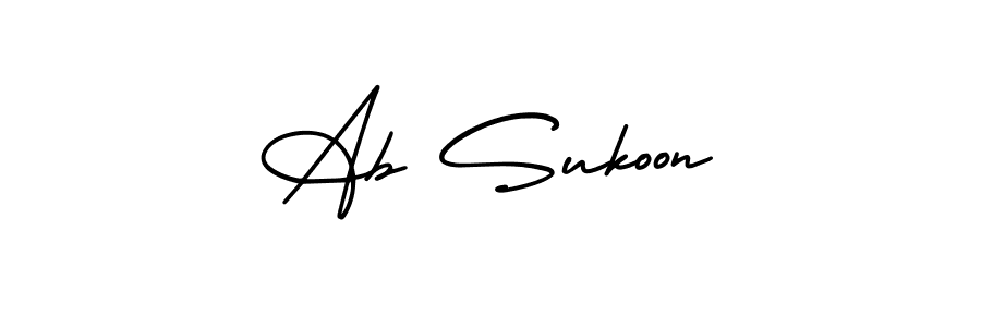 You should practise on your own different ways (AmerikaSignatureDemo-Regular) to write your name (Ab Sukoon) in signature. don't let someone else do it for you. Ab Sukoon signature style 3 images and pictures png