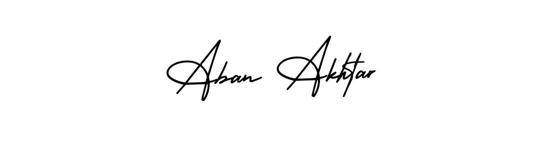 The best way (AmerikaSignatureDemo-Regular) to make a short signature is to pick only two or three words in your name. The name Aban Akhtar include a total of six letters. For converting this name. Aban Akhtar signature style 3 images and pictures png