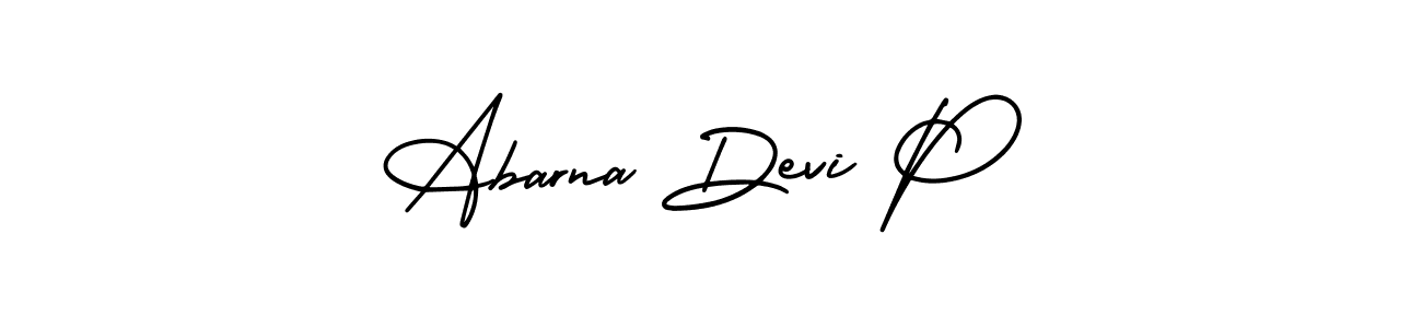 How to make Abarna Devi P name signature. Use AmerikaSignatureDemo-Regular style for creating short signs online. This is the latest handwritten sign. Abarna Devi P signature style 3 images and pictures png